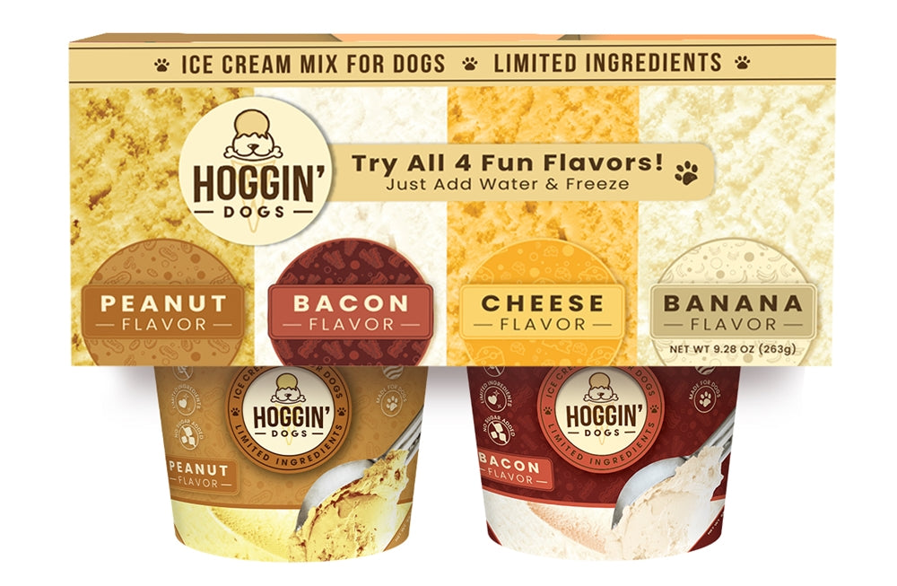 Ice Cream Mix for Dogs -4 Pack (Banana, Cheese, Bacon & Peanut Butter)