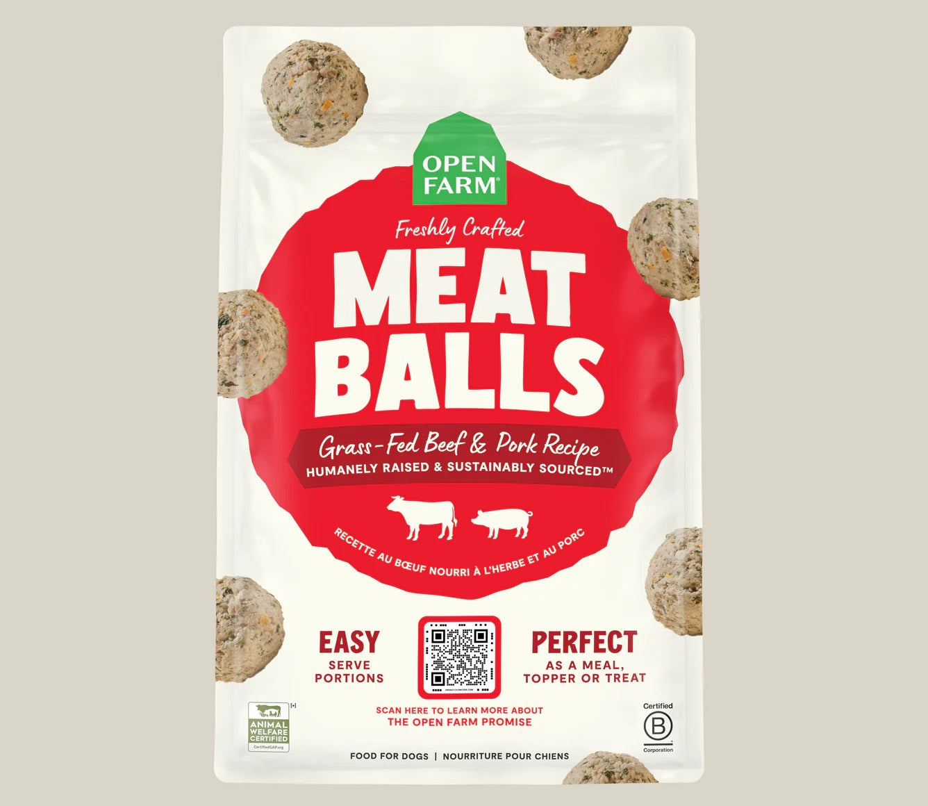 Grass-Fed Beef & Pork Freshly Crafted Meatballs for Dogs