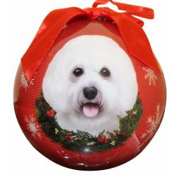 Bichon Frise Christmas Ornament Shatter Proof Ball by E&S Pets