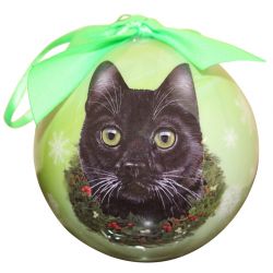 Black Cat Christmas Ornament Shatter Proof Ball by E&S Pets