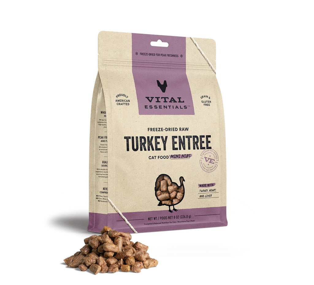 Turkey Mini Nibs Cat Food by Vital Essentials -Freeze Dried