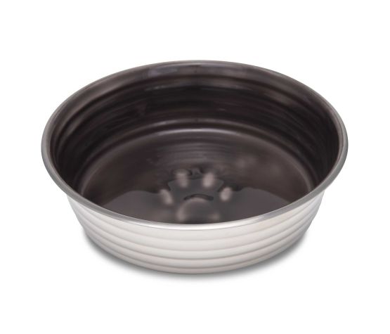 Stainless Steel Ceramic Pet Bowl, Charcoal Gray