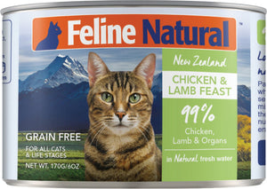 Chicken & Lamb Canned Wet Cat Food by Feline Naturals 6 oz