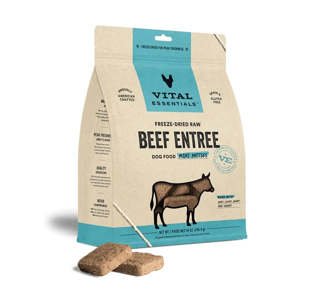 Beef Mini Patties Dog Food by Vital Essentials -Freeze Dried