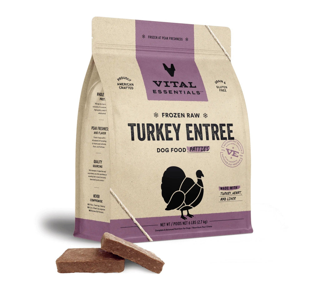 Turkey Mini Patties Dog Food by Vital Essentials -Frozen (NO SHIPPING)
