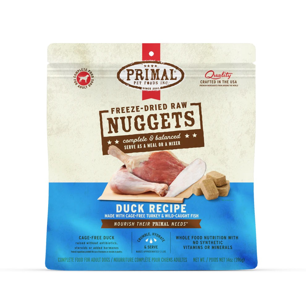 Frozen Raw Duck, Turkey & FIsh Pronto Dog Food by Primal, 4 lbs   (No Shipping)