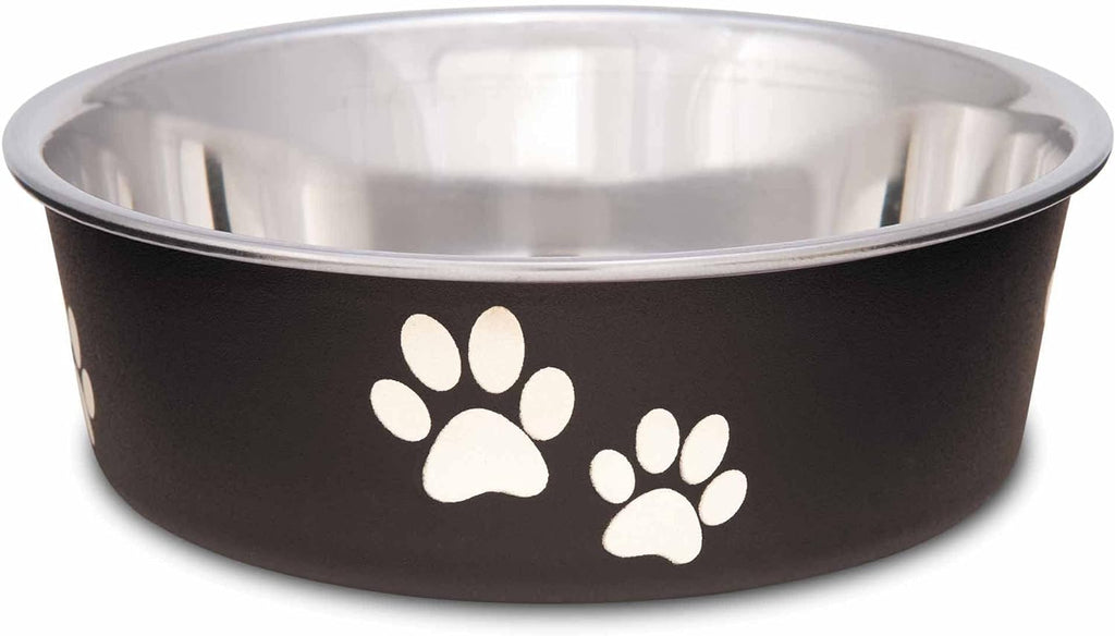 Bella Matte and Stainless Steel Pet Dish, Espresso