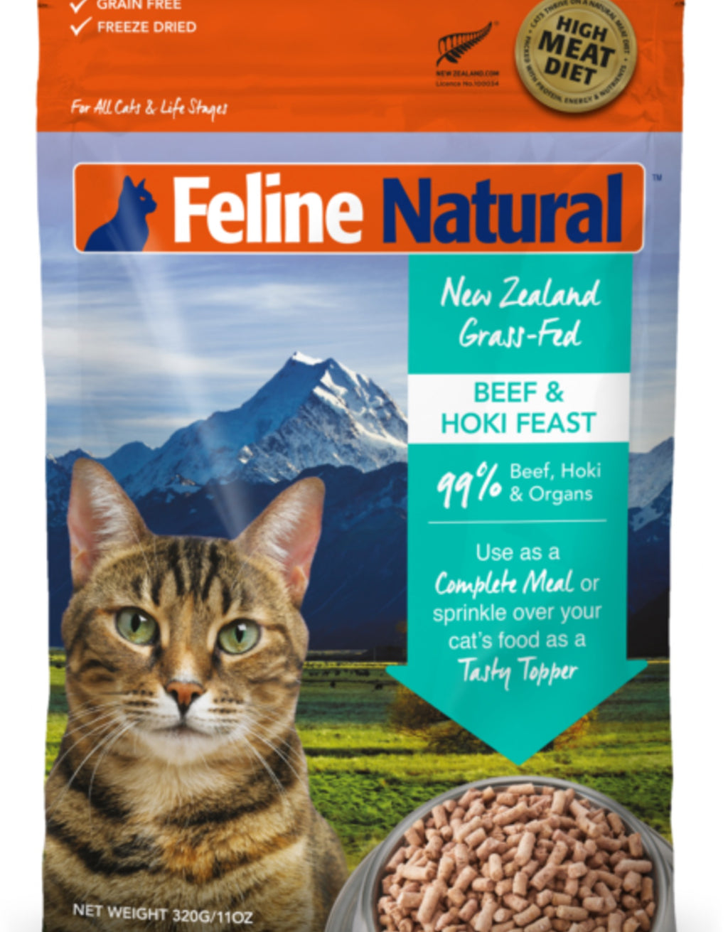 Beef & Hoki Freeze Dried Cat food by Feline Naturals