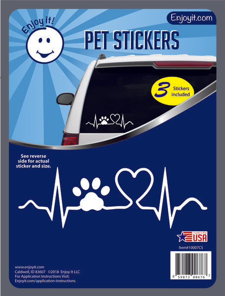 Heart Beat with Paw Car Sticker by Enjoy it!
