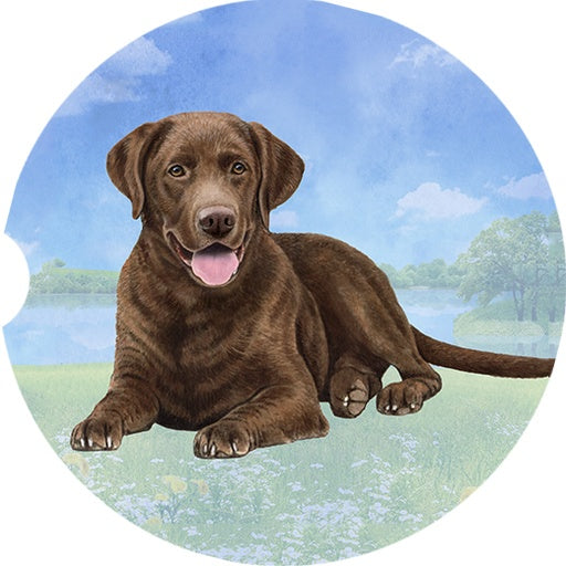 Labrador (Chocolate) Laying Down Car Coaster