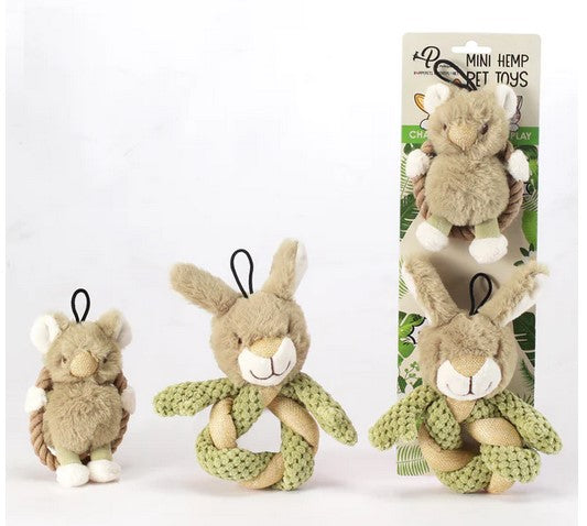 Mini Hula Hemp Koala and Bunny Twist Dog Toys by Petique