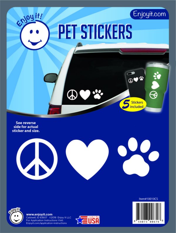 Peace, Heart & Paw Car Stickers