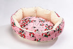 Reversible Frenchies in Pink Round Pet Bed