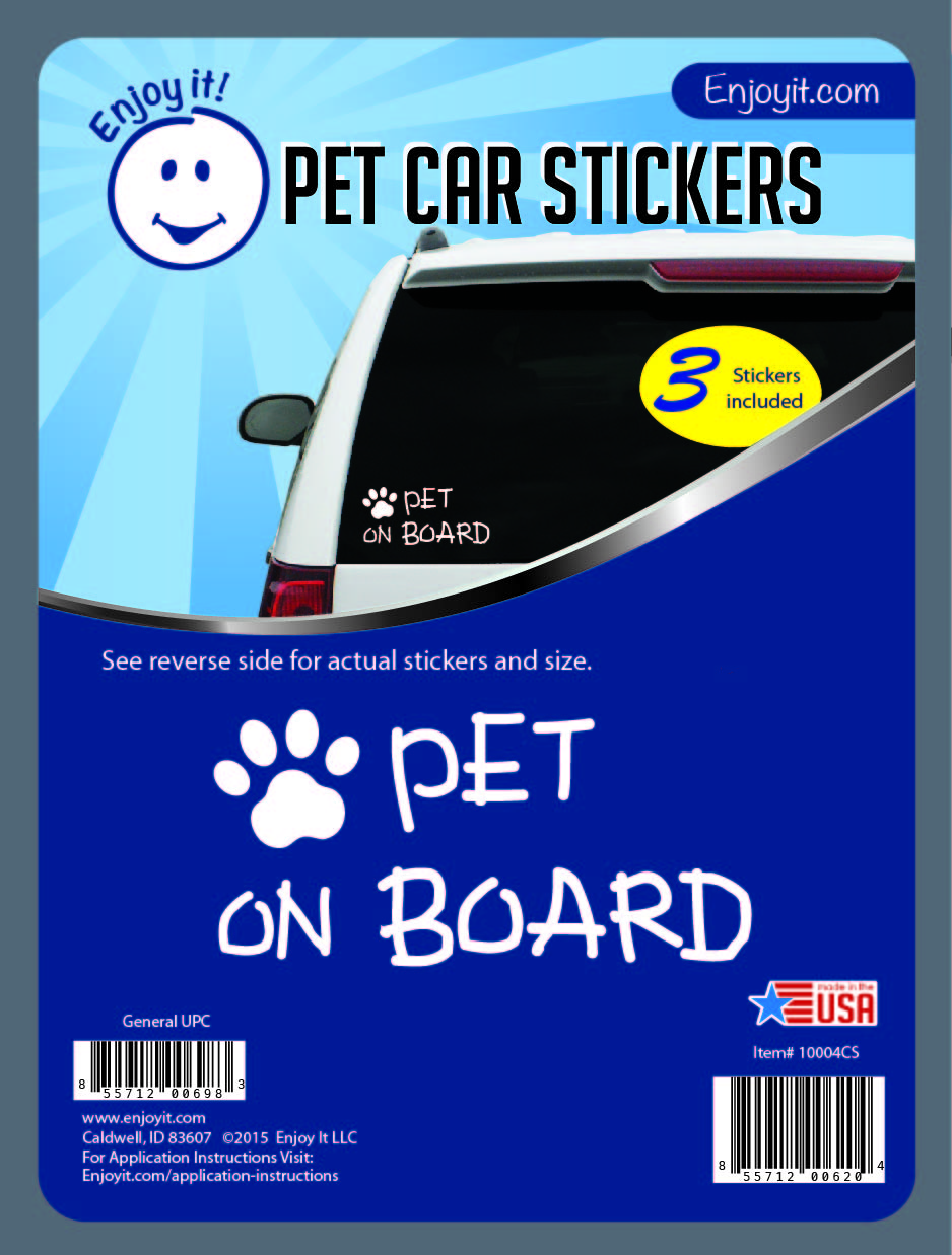 Pet on Board and Paw Car Sticker by Enjoy it!