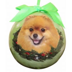 Pomeranian Christmas Ornament Shatter Proof Ball by E&S Pets
