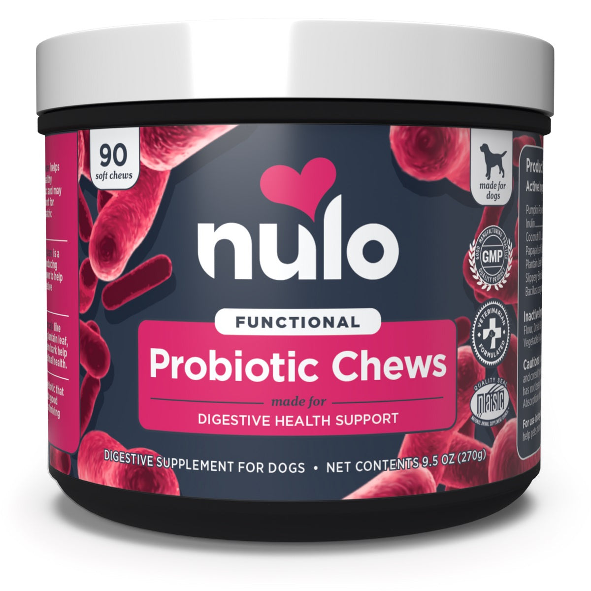 Probiotic Digestive Health Support Soft Chew Supplements for Dogs by Nulo
