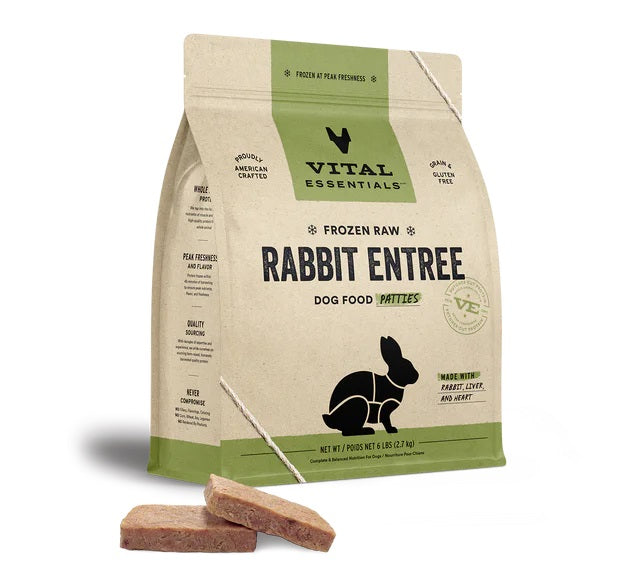 Rabbit Patties Dog Food by Vital Essentials -Frozen (NO SHIPPING)