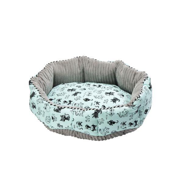 Reversible Round Teal Kittens Pet Bed