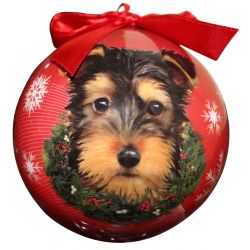 Yorkie Pup Christmas Ornament