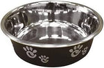 Barcelona Matte and Stainless Steel Pet Dish, Licorice