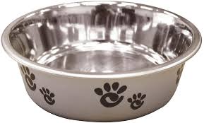 Barcelona Matte and Stainless Steel Pet Dish, Pearlized Silver