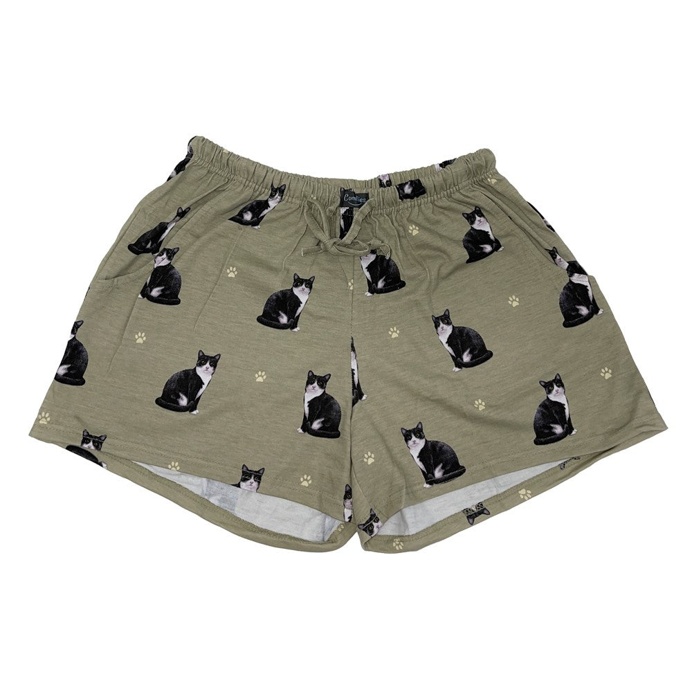 Cat (Black & White) Pajama Shorts - Unisex
