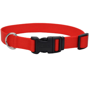 Coastal Adjustable Dog Collar with Plastic Buckle, Red
