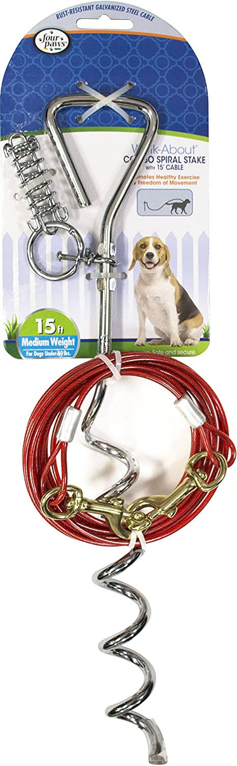 Four Paws Dog Tie Out Stake with Cable