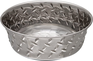 Diamond Plated Pet Bowl with Non-Skid Bottom