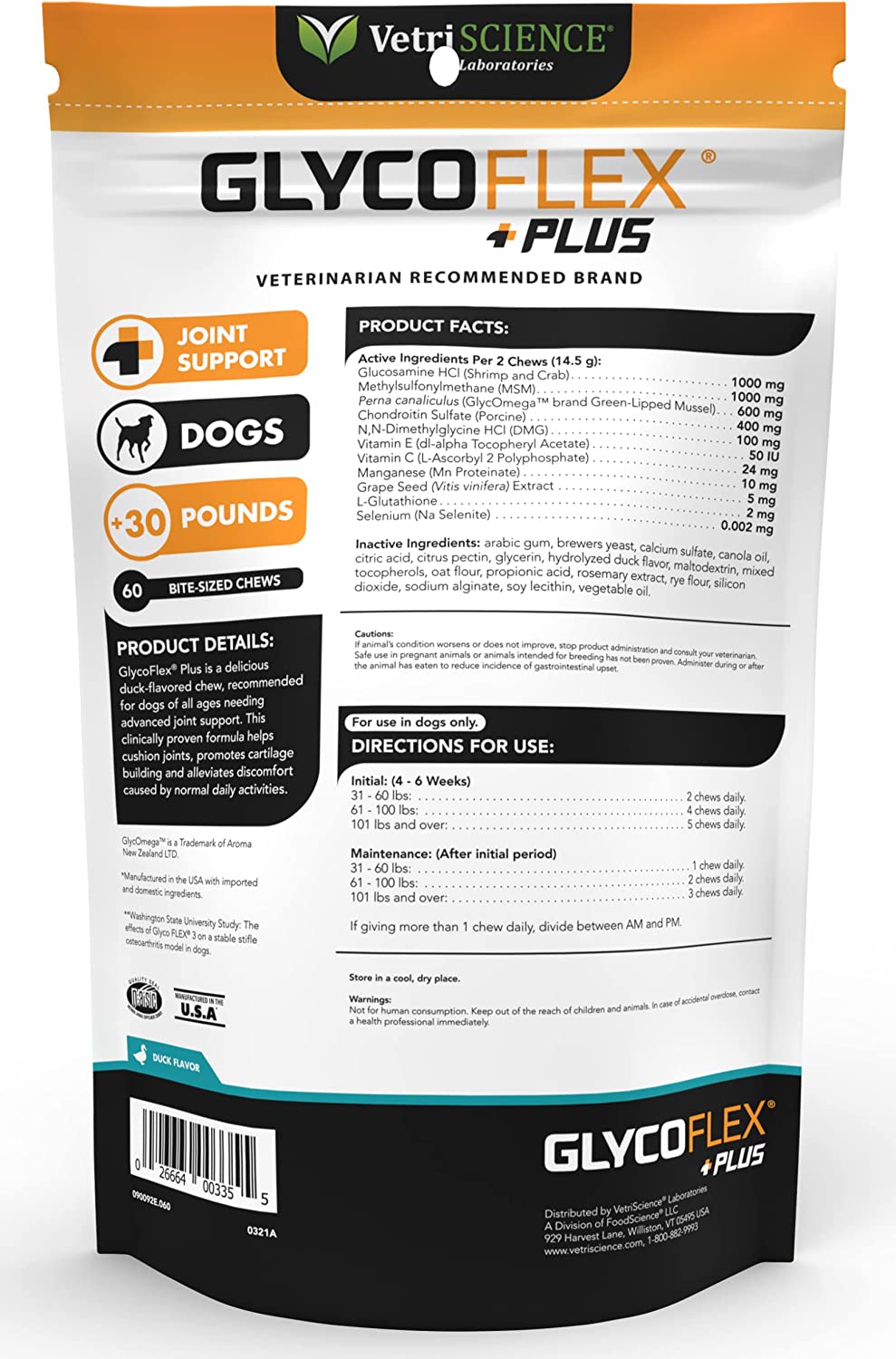 Joints & Connective Tissue Support for Dogs -Duck Flavor