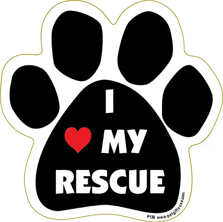 I Love My Rescue  Paw Magnet