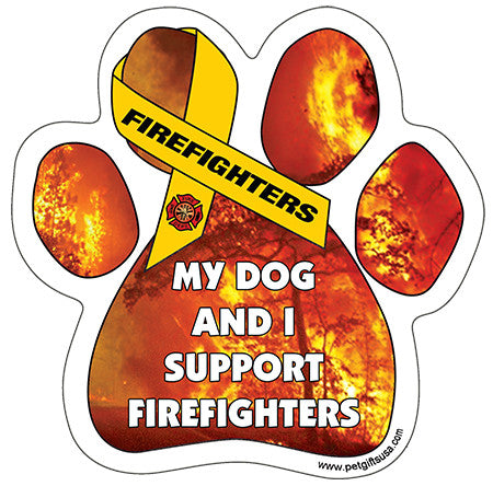 My Dog And I Support Firefighters Paw Magnet