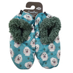 Poodle, White Comfies - Slippers  (Fabric Colors Vary)