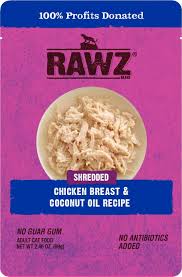 Shredded Chicken Breast & Coconut Oil 2.46oz Pouch Cat Food by Rawz