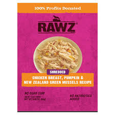 Shredded Chicken Breast, Pumpkin & New Zealand Green Mussels Cat Food Pouch by Rawz