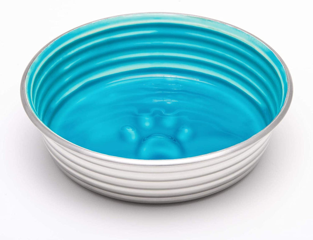 Stainless Steel Ceramic Pet Bowl, Seine Blue
