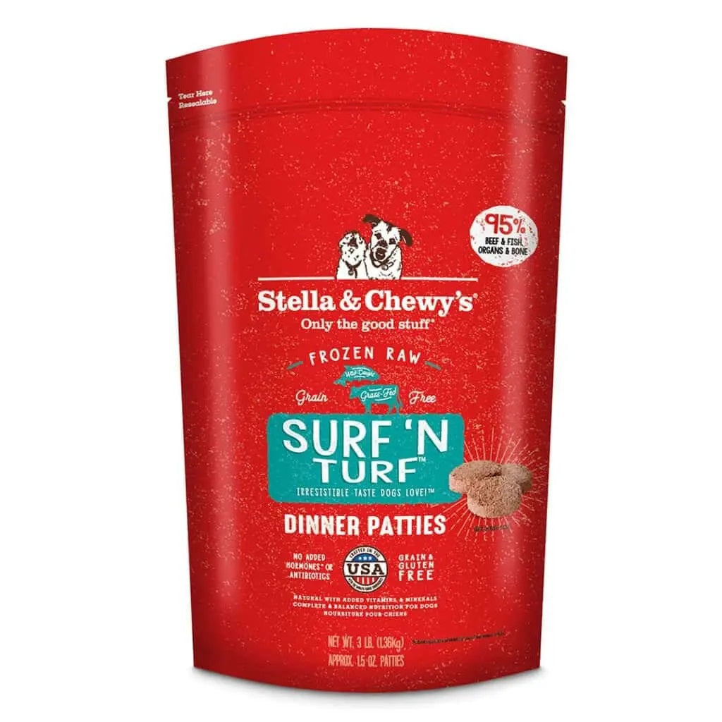 Frozen Raw Surf ‘N Turf Dinner Patties Dog Food by Stella & Chewy's