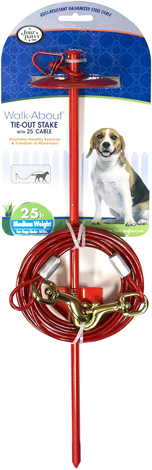 Four Paws Roam About Dog Tie Out Stake With 25 Ft Cable