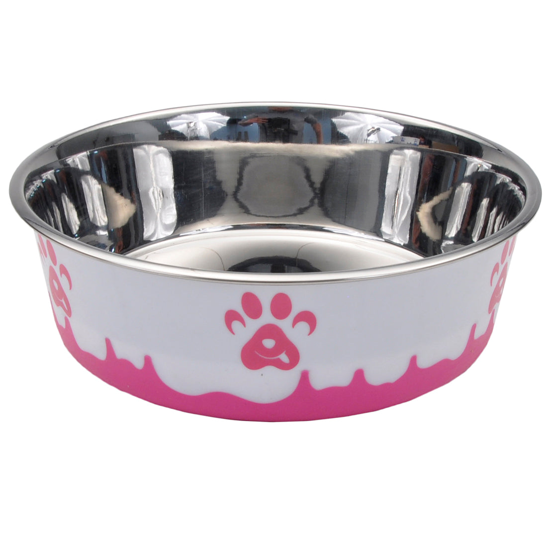 Non-Skid Paw Design Dog Bowls by Maslow, Pink