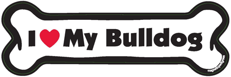 I Love My Bulldog Bone Magnet