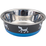 Non-Skid Pup Design Dog Bowls by Maslow, Blue
