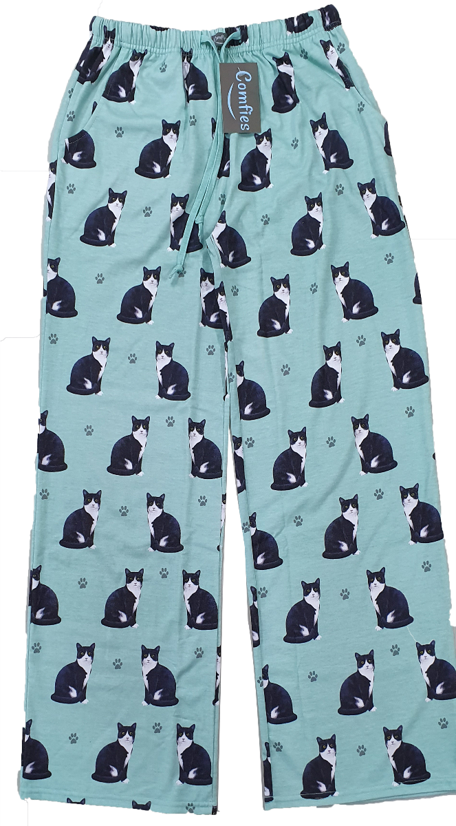 Black & White Cat Pajama Bottoms - Unisex (Fabric Colors Vary)