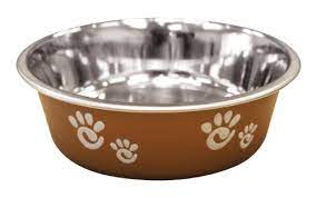 Bella Stainless Steel Paw Print Dog & Cat Bowl, Copper