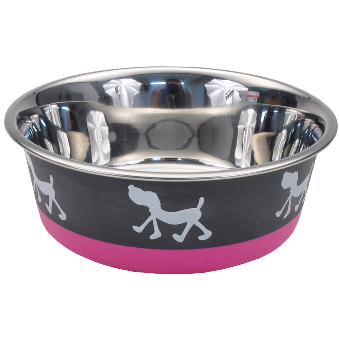 Non-Skid Pup Design Dog Bowls by Maslow, Pink