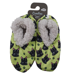 Cat (Black) Slippers - Comfies  (Fabric Colors Vary)
