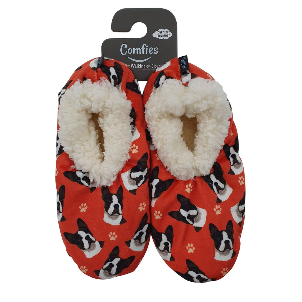 Boston Terrier Slippers - Comfies  (Fabric Colors Vary)