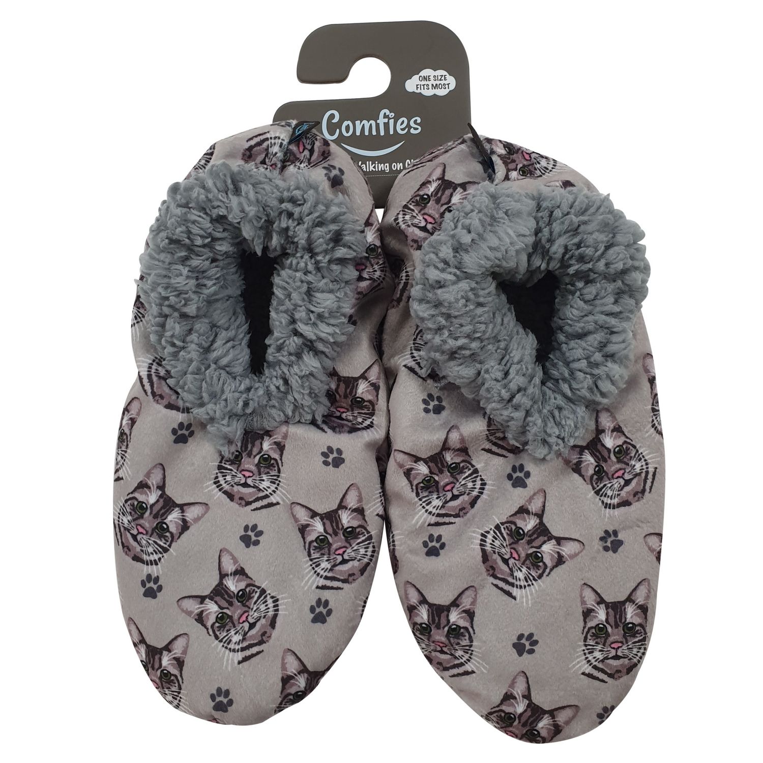 Cat (Silver Tabby) Slippers - Comfies