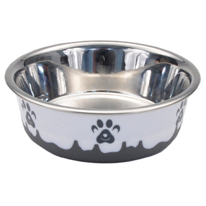 Non-Skid Paw Design Dog Bowls by Maslow, Grey